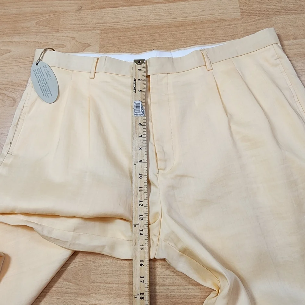 NWT Mojito 100% Linen Yellow Pleated Pants Men's Size‎ 44 (29